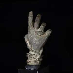 A Roman Bronze hand of Sabazios, Roman Imperial Period, ca. 2nd - 3rd century CE