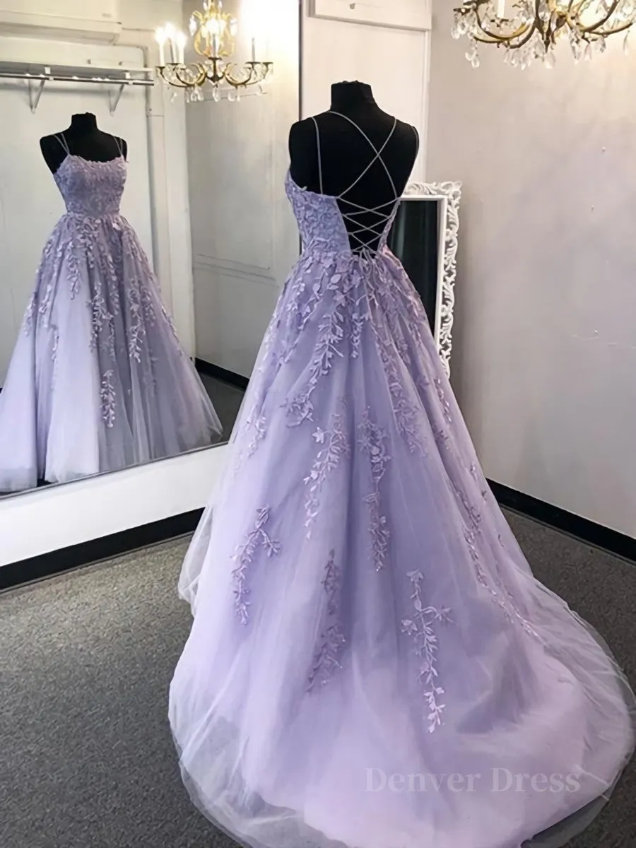 Backless Purple Lace Prom Dress with Train Open Back Long Purple Lace Formal Evening Dresses