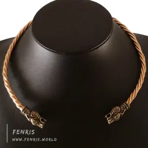 Bronze Torc Wolf Heads | Fenris