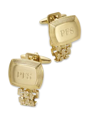 Chain Wrap Engravable Cufflinks - Gold