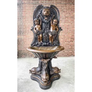 Cherub Wall Fountain with Lion Head