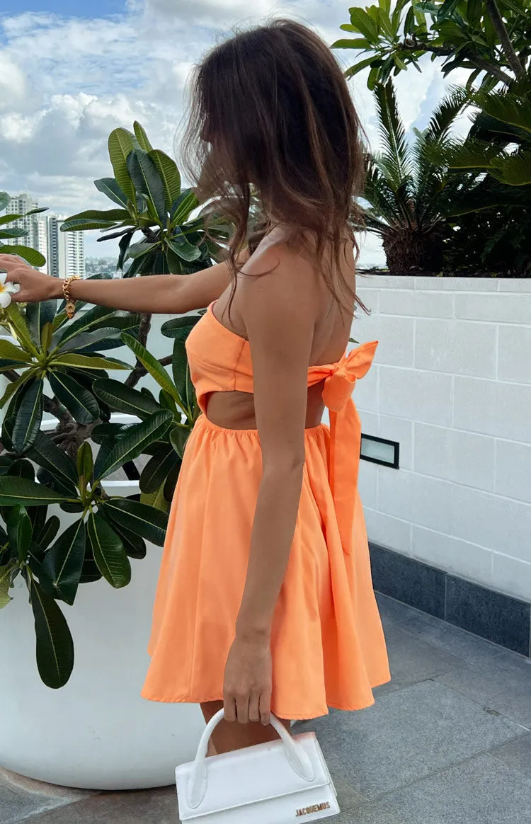 Cora Orange Tie Back Mini Dress