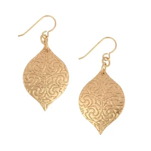 Damask Embossed Bronze Marrakesh  Drop Earrings