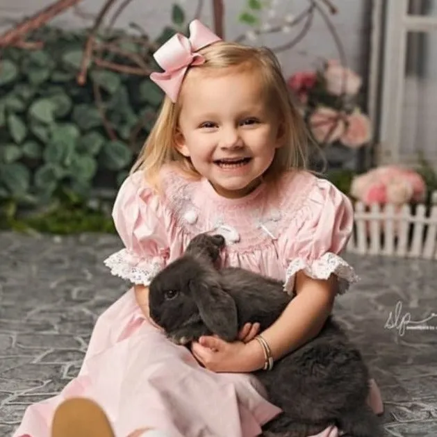 Easter Bunny Smocked Dress in pink