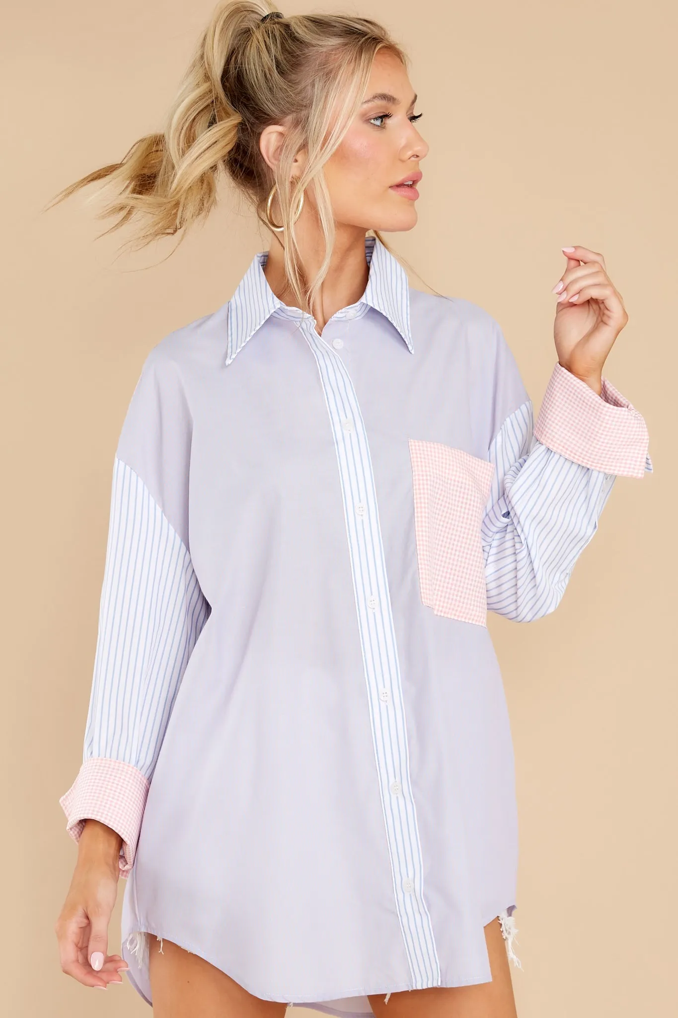 In The Long Run Lavender Colorblock Top