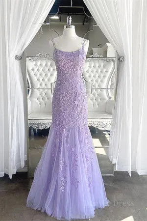 Light Purple Lace Mermaid Prom Dresses Purple Lace Mermaid Formal Evening Dresses