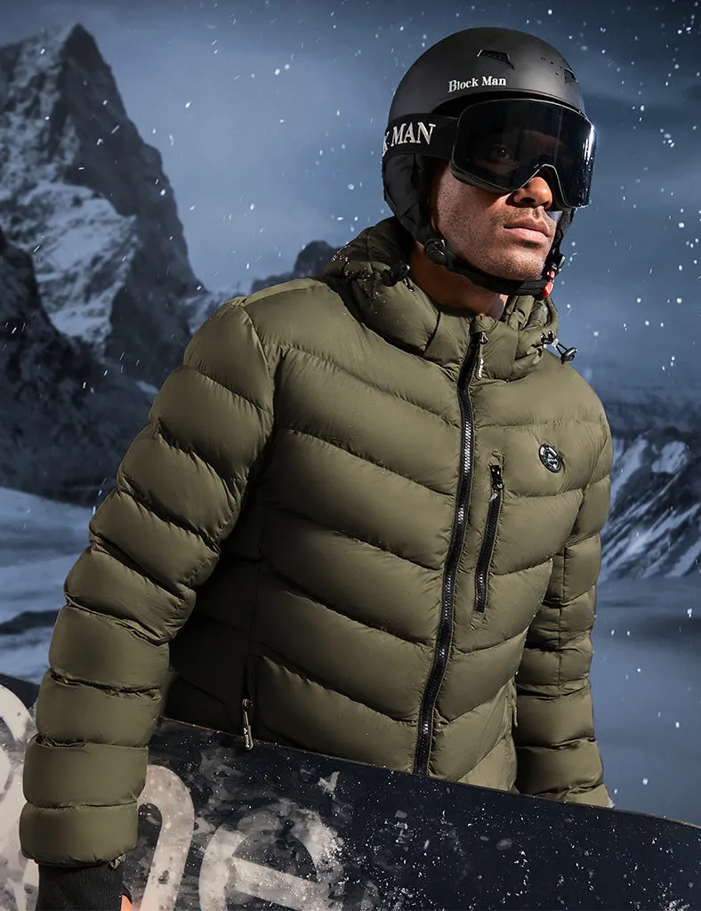 Men's Heated Puffer Jacket With Hand-Heating