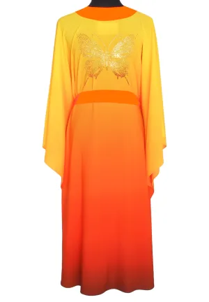 Monochrome Ombre - Fire Kimono Butterfly (Neon Orange) - Long