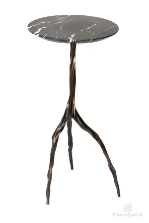 NINA DRINK TABLE<br><br>NERO MARQUINA MARBLE<br>BLACKBROWN BRONZE