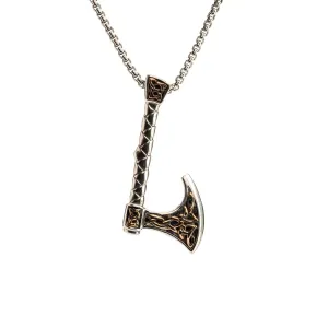 Silver and Bronze Viking Warrior Straight Axe Reversible Pendant