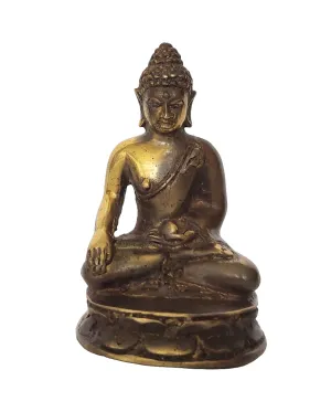 Table Decor. Meditating Bronze Buddha sculpture in Earth Touching Posture.