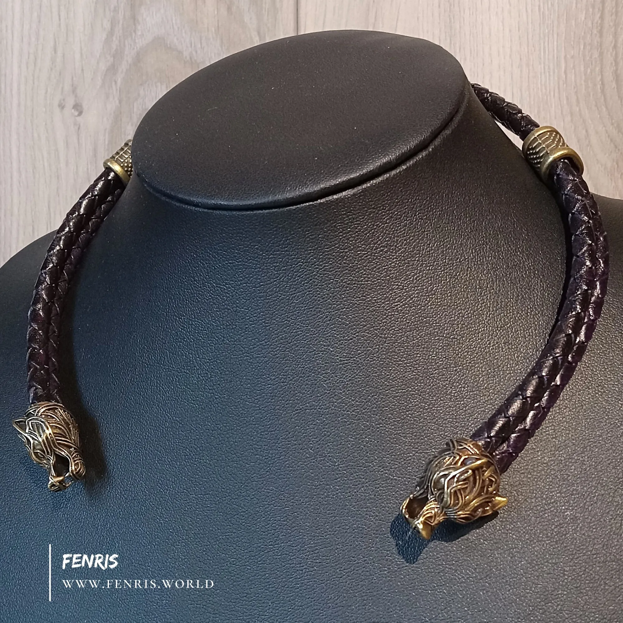 Wolf Torc Bronze Plum Leather Double Band | Fenris